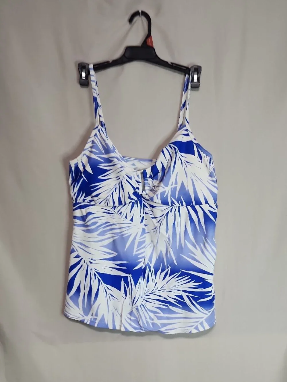Jaclyn Smith Blue and White Palm-Print Two-Piece Swim Set